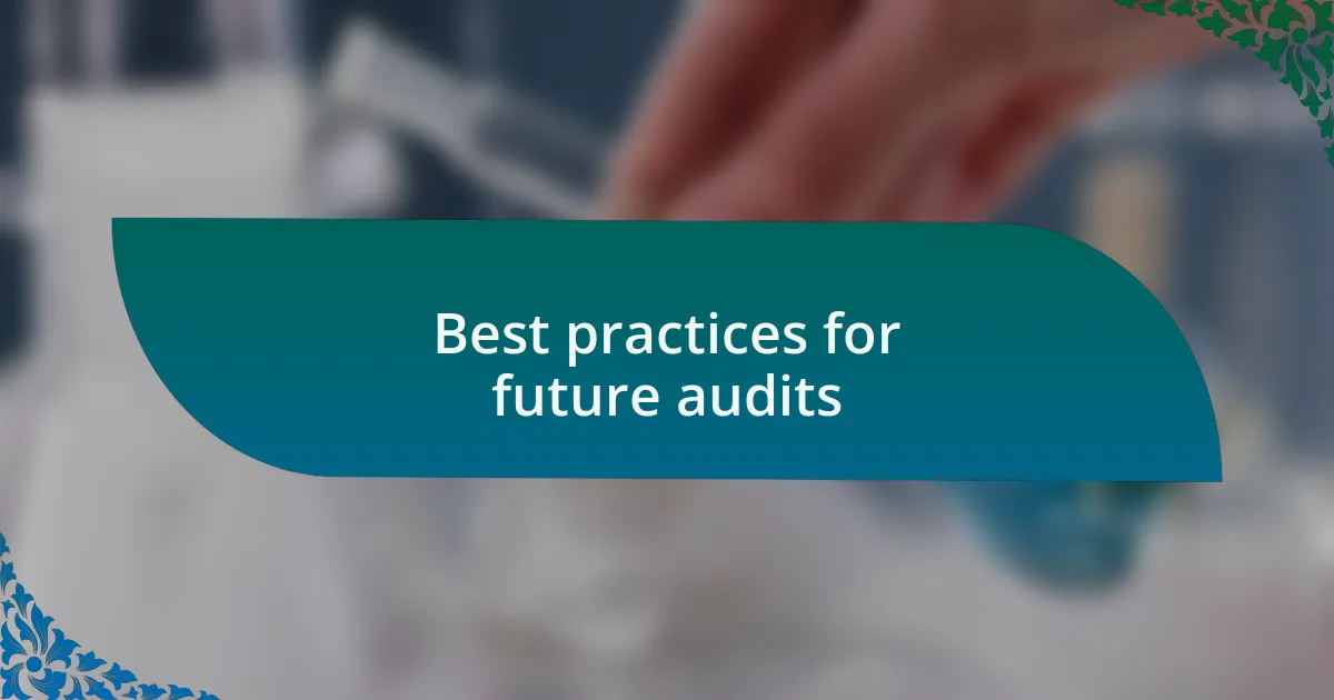 Best practices for future audits