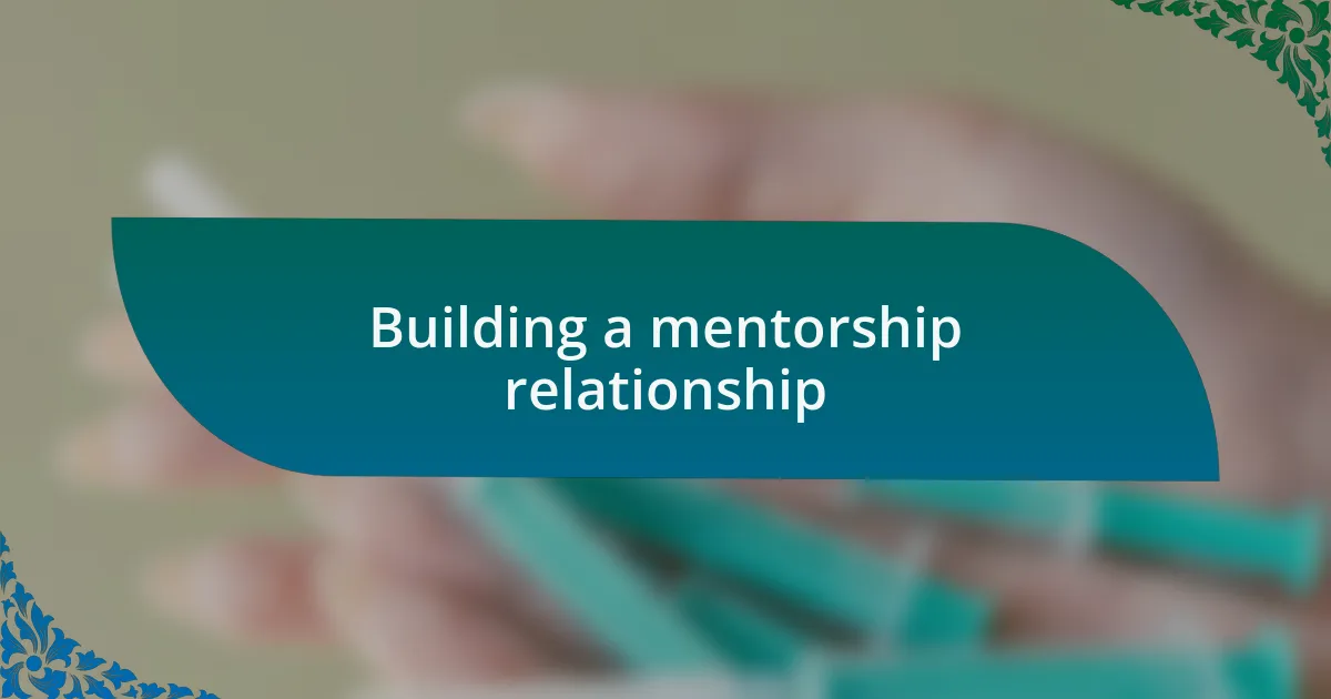 Building a mentorship relationship