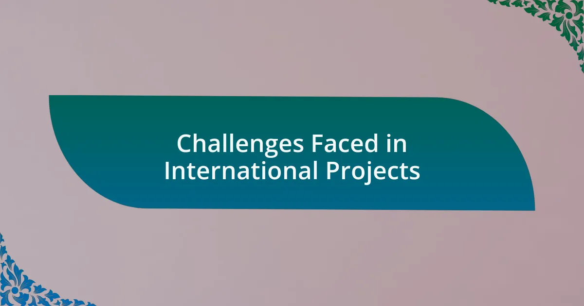 Challenges Faced in International Projects
