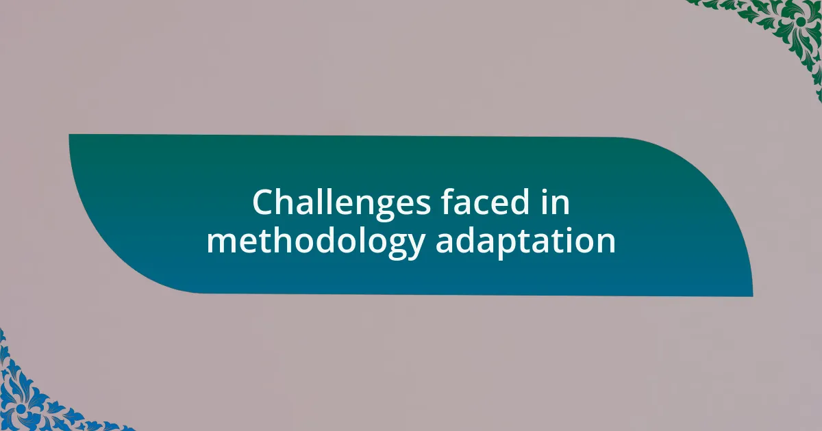 Challenges faced in methodology adaptation