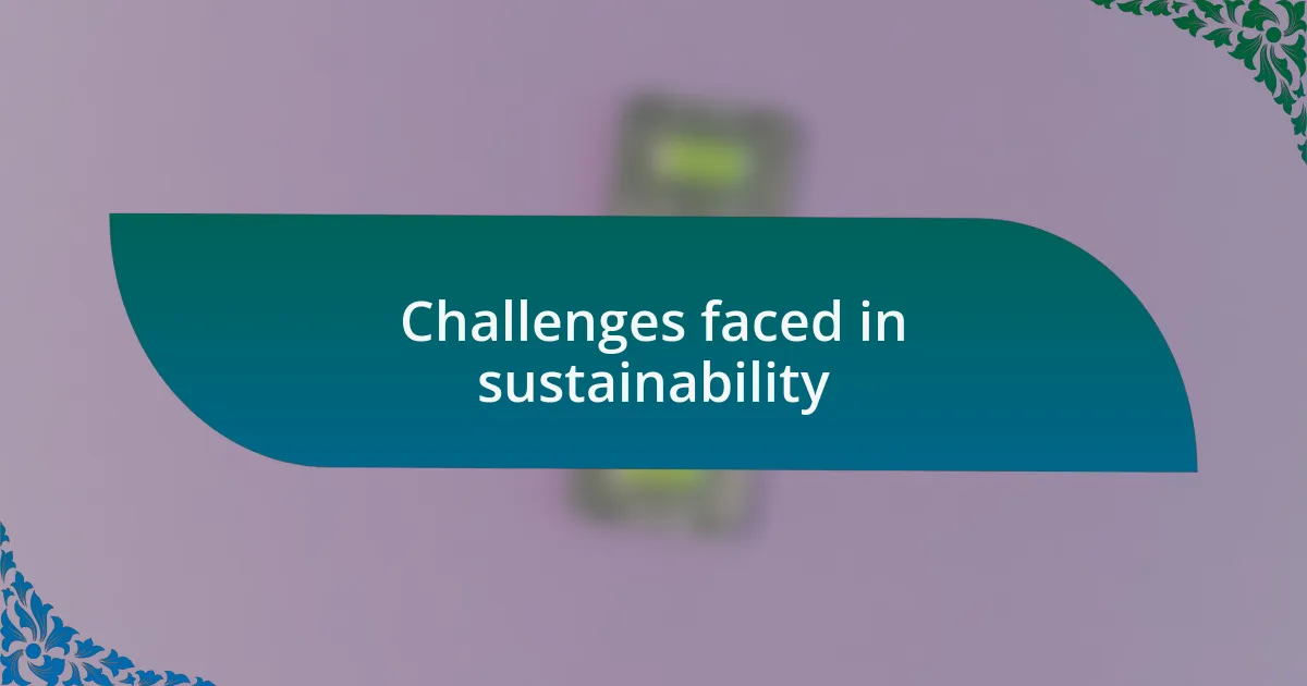 Challenges faced in sustainability