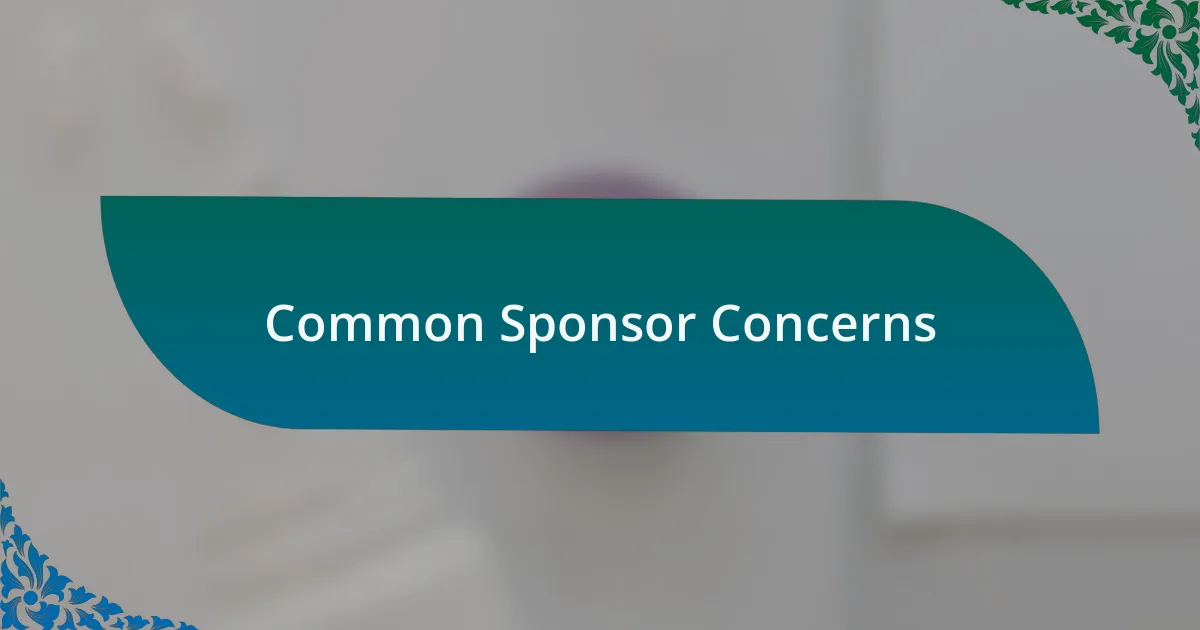 Common Sponsor Concerns