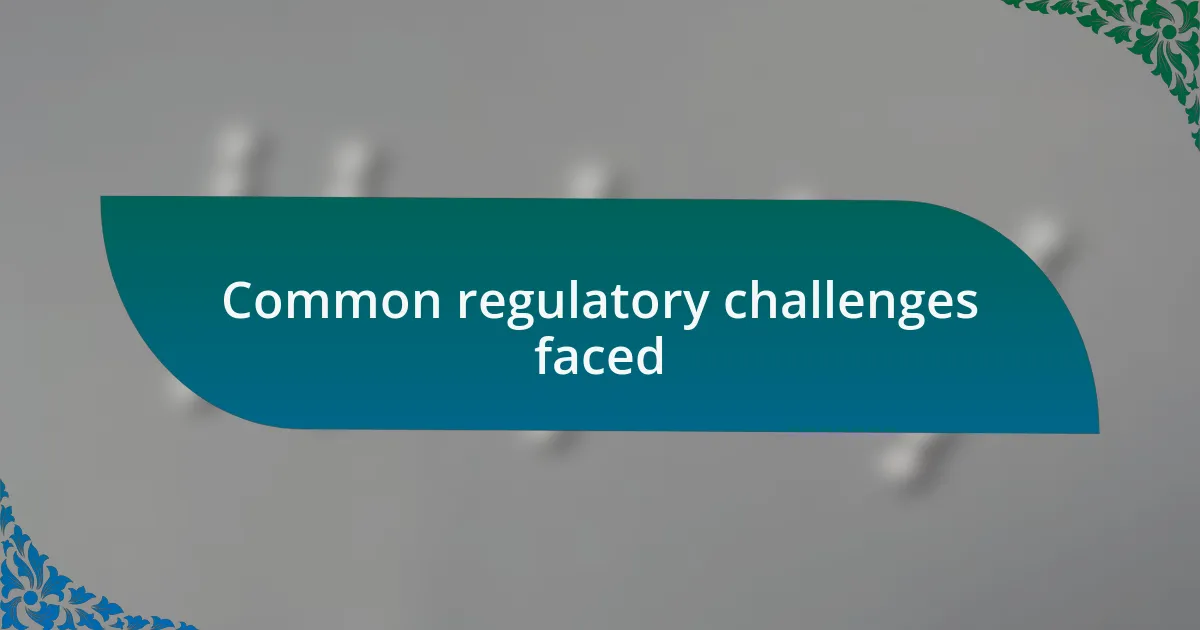 Common regulatory challenges faced