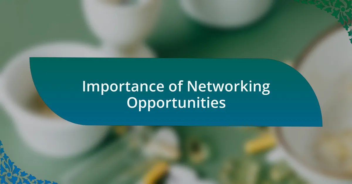 Importance of Networking Opportunities