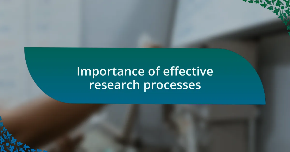 Importance of effective research processes