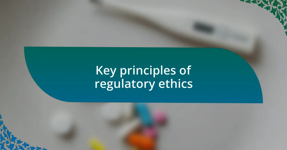 Key principles of regulatory ethics