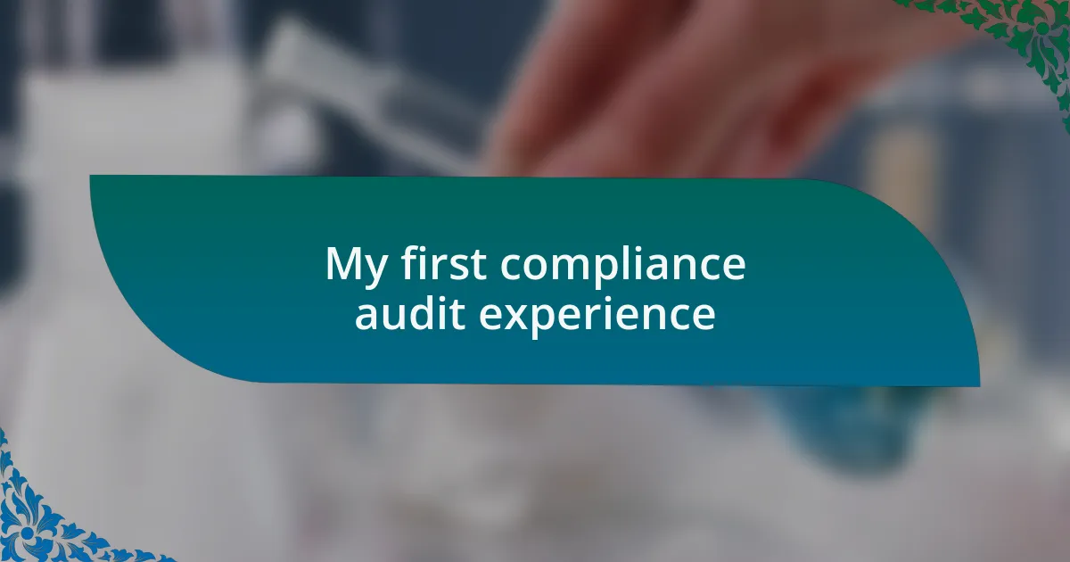 My first compliance audit experience