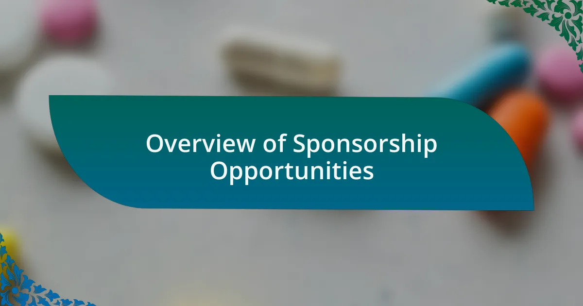 Overview of Sponsorship Opportunities