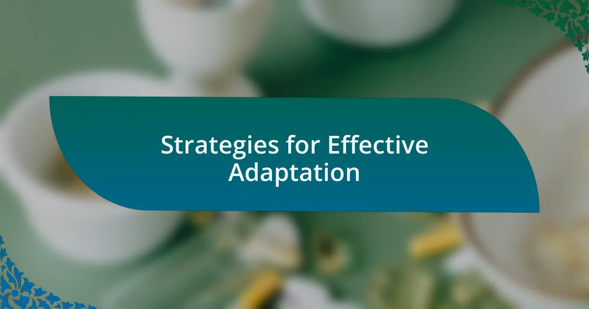Strategies for Effective Adaptation